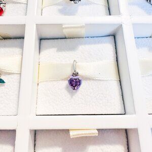 925 Sterling Silver Purple Mini Heart Charm Bead Fits Pandora Me Charm Bracelets